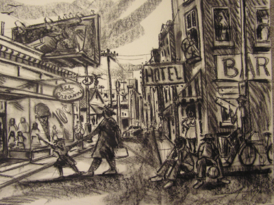 Bill Anderson, Charcoal Drawing, "Anaheim Blvd, Long Beach" , 20