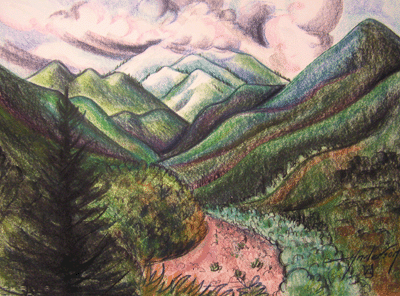Bill Anderson, Pastel Drawing, "Mt. San Antonio",  Created in 19