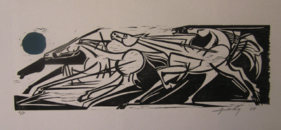 Bill Anderson, Wood Block ,  "Midnight Run",  Created in 1988 ,