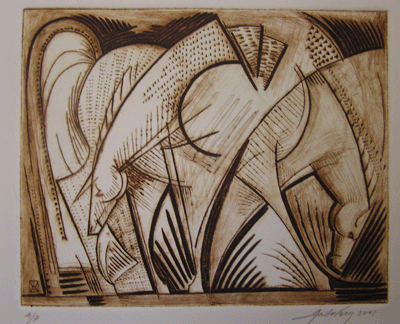 Bill Anderson, Dry Point,  "Geometric Movement in Time",  Create