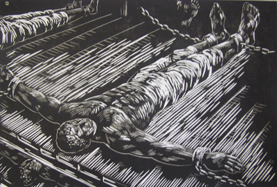 Bill Anderson,  Linoleum Block, \"Black Pilgrims\",  Created in 19