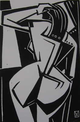 Bill Anderson, Linoleum Block , "Nude",  Created in 2002 , Size