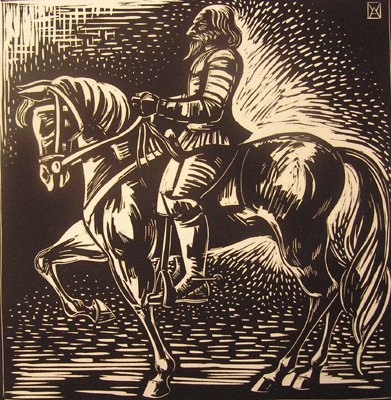 Bill Anderson, Linoleum Block,  "Renaissance Man",  Created in 1