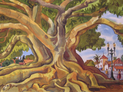 Bill Anderson, watercolor "Santa Barbara" painted in 2004, size: