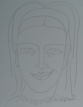 Raul Anguiano, Pencil Drawing, "Girl With the Necklace"  size :