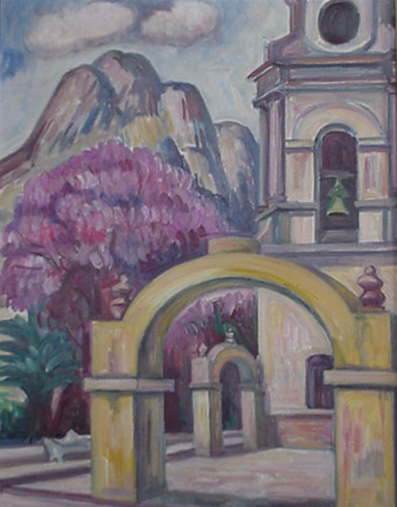 Raul Anguiano, Oil Painting, "Roca De Bernal"  size : 16" x 20",