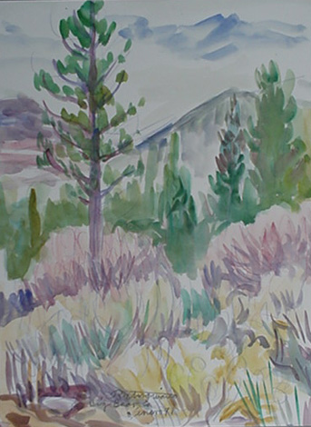 Raul Anguiano, Watercolor, "Big Bear" size : 12" x 16", 1991