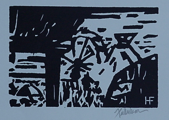 Henry Fukuhara, Linoleum Cut Block Print, 2005,  4" x 6"
