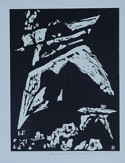 Henry Fukuhara, Linoleum Cut Block Print, 2001,  7" x 9"