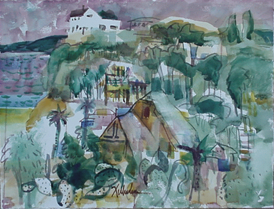 Henry Fukuhara, View to Chautauqa Incline, Santa Monica. 18" x 2