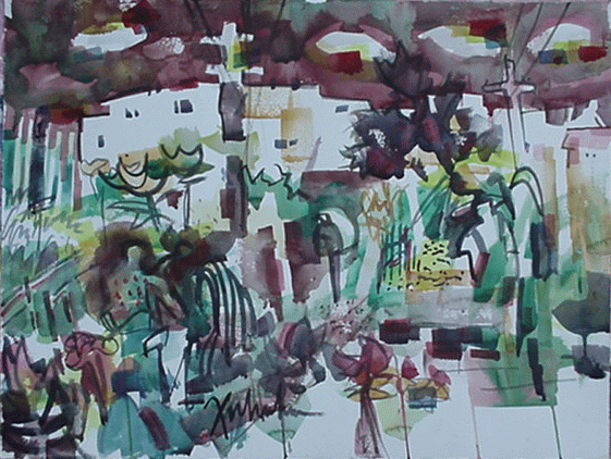 Henry Fukuhara, Hill Top Farm, 18" x 24", WATERCOLOR, 1993.