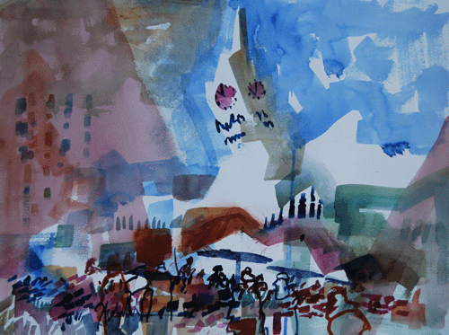 Henry Fukuhara, 18" x  24", WATERCOLOR PAINTING,  "UNDER THE CLO