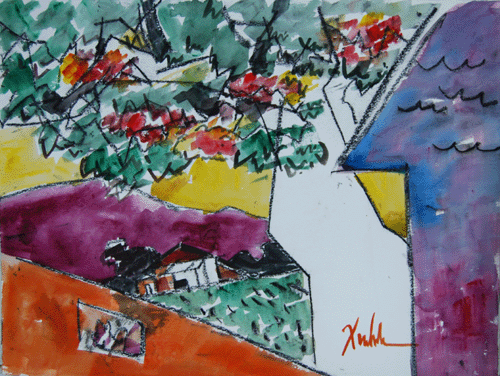 Henry Fukuhara, 18" x  24", WATERCOLOR PAINTING,  "GEOMETRIC PAT