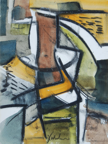 Henry Fukuhara, 12" x  16",  WATERCOLOR and CHARCOAL,  "ABSTRACT