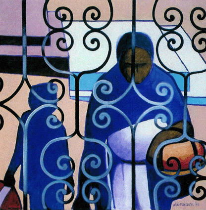 Howard Hitchcock, Acrylic,  "Home From The Market" ,  24" x   24