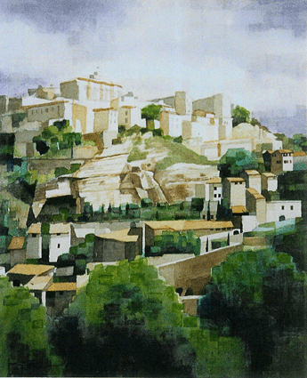 Howard Hitchcock, Watercolor,  "City of Cordes, Provence" ,  14