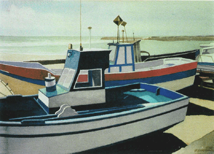 Howard Hitchcock, Watercolor,  "Fishing Boats, Ericiera" ,  11"