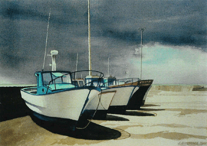 Howard Hitchcock, Watercolor,  "Safe From the Storm" ,  11" x