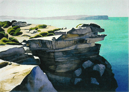 Howard Hitchcock, Watercolor,  "The Gap from South Head, Sydney"