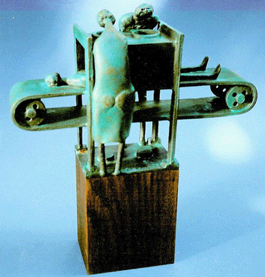 Howard Hitchcock, Bronze,  "Airport Check In I" ,  12" x  10 1/2