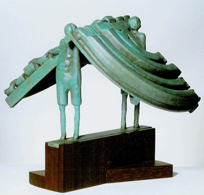 Howard Hitchcock, Bronze,  "CARrying On" ,  8 3/4" x  9" x  7 1/