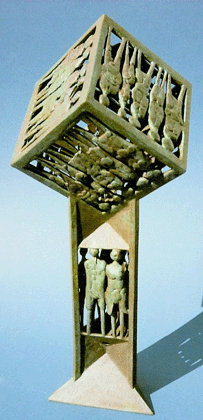 Howard Hitchcock, Bronze,  "Elevator Up to a World Askew" ,  20"