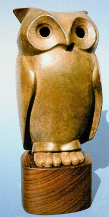 Howard Hitchcock, Bronze,  "Owl" ,  11 1/4 " x   4 1/2" x   4",