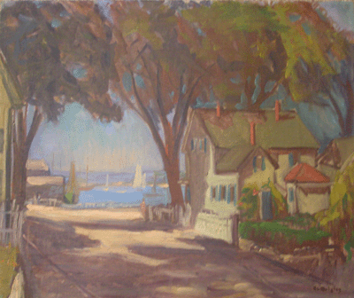 E. L. Quigley, Oil on Canvas, 20" x 24", Harbor in MA, 1936