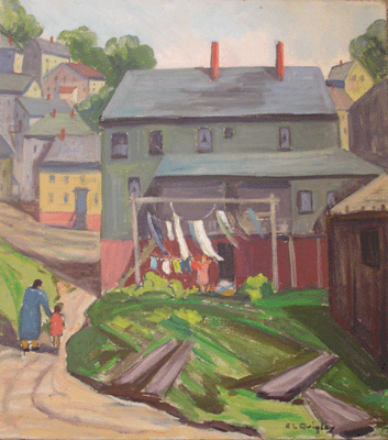 E. L. Quigley, Oil on Canvas, 20" x 24", Harbor in MA, 1936