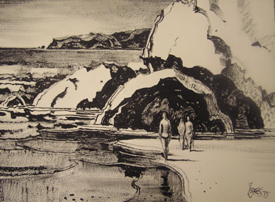 Milford Zornes, 22" x 30" Drawing Titled " Coastline" 1993