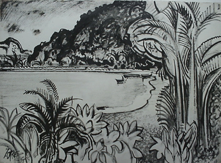 Milford Zornes, Ink Drawing,  22"  x  30 ",  Titled: "At Yalapan