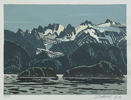 Milford Zornes,  Silkscreen, "Inland Passage, Alaska",  size: 9