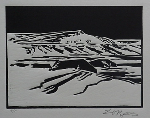 Milford Zornes, Linoleum Block,  "Grenland",  size: 6 3/4" x   9