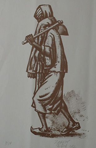 Milford Zornes, Lithograph ,  "The Colie",  size: 10" x   14 ",