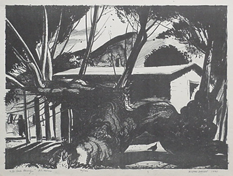 Milford Zornes, Lithograph ,  "Casita De Garcia",  size: 8 1/2"