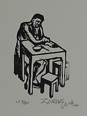 Milford Zornes, Wood Engraving,  "Chow Fon",  size:  2 1/2" x  4