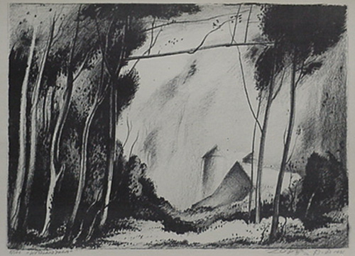 Milford Zornes, Lithograph,  "Valley Farm",  size:  8 1/2" x  11