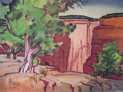 Milford Zornes, 22" x 30" Watercolor Titled "Canyon De Chelly" 1