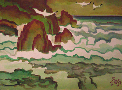 Milford Zornes, 22" x 30" Watercolor Titled  "The Sea at Albian"