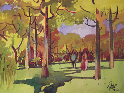 Milford Zornes, 22" x 30" Watercolor Titled "Autumn Patterns" 19