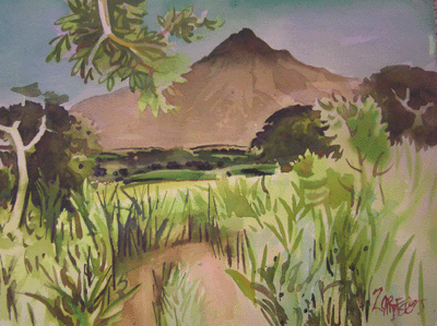 Milford Zornes, 22" x 30" Watercolor Titled"Colina" 1985