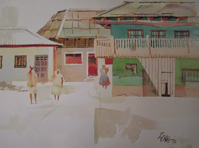Milford Zornes, 22" x 30" Watercolor Titled"Casa de Content" 197