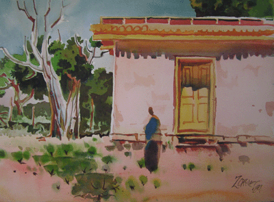 Milford Zornes, Watercolor 22" x 30" Titled: "Gauado, Arizona",