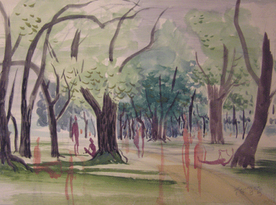 Milford Zornes, Watercolor 22" x 30" Titled: "Inland Park" 1933