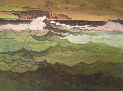 Milford Zornes, Watercolor 22" x 30" Titled: "Ocean View" 1978