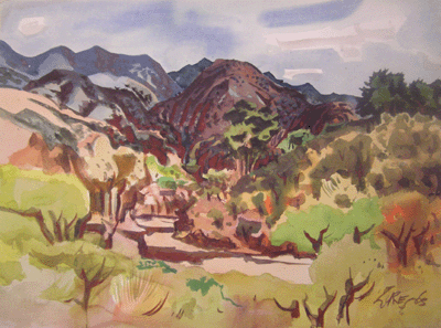 Milford Zornes, Watercolor 22" x 30" Titled: "A Path to the Moun