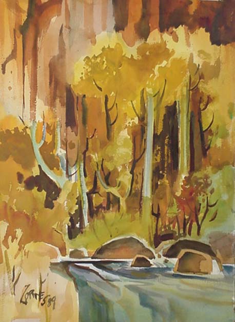 Milford Zornes, Watercolor  22"  x  30",  Titled: "Zion National