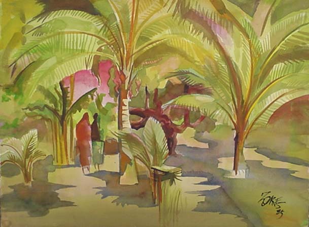 Milford Zornes, Watercolor  22"  x  30",  Titled: "Mexico" ,  19